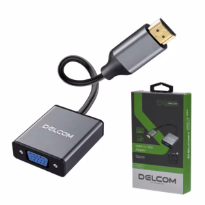 Adaptador HDMI a VGA Activo Delcom DL-HVGA001 Full HD 1080p 60Hz con Audio y Alimentación USB Carcasa Metálica, Distribuído en HD Multimedia PERU SAC