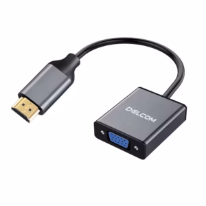 Adaptador HDMI a VGA Activo Delcom DL-HVGA001 Full HD 1080p 60Hz con Audio y Alimentación USB Carcasa Metálica, Distribuído en HD Multimedia PERU SAC