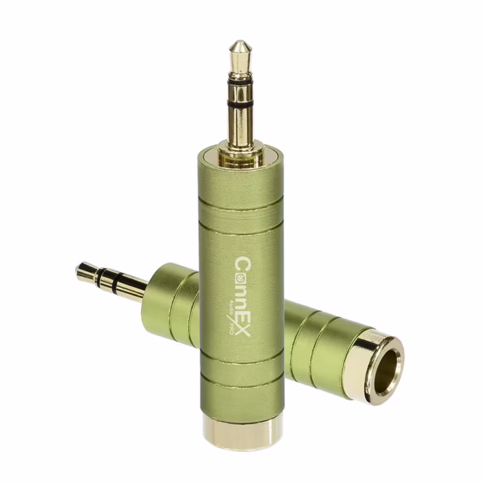 Adaptador de Audio Plug a MiniPlug Estéreo Connex GALA GN | Conector Metal Housing Gold Plated Distribuído en HD Multimedia PERU SAC