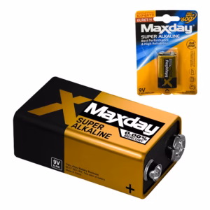 Batería de 9V Super Alcalina MaxDay MD-90354 6LR61 Plus Ultra | Pila de Larga Duración +600% Rendimiento, Distribuído en HD Multimedia PERU SAC