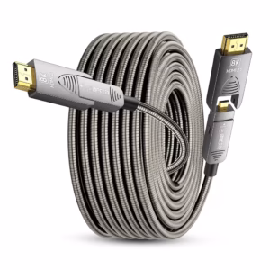 Cable HDMI 8K de 50MT con Conector Desmontable LANCOM LTS-AOC8K-D-50M | Fibra Óptica Activa OM2 | Ideal para Ductos y Exteriores | Blindaje Metálico | 48Gbps, Distribuído en HD Multimedia PERU SAC