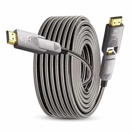 Cable HDMI 8K de 50MT con Conector Desmontable LANCOM LTS-AOC8K-D-50M | Fibra Óptica Activa OM2 | Ideal para Ductos y Exteriores | Blindaje Metálico | 48Gbps, Distribuído en HD Multimedia PERU SAC