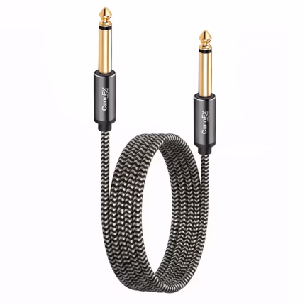 Cable Plug Mono de 1.8M Enmallado Connex CX-18-0150-1.8M | Cable Jack 1/4 6.35mm TS para Guitarra e Instrumentos Musicales | Conector Gold Plated, Distribuído en HD Multimedia PERU SAC