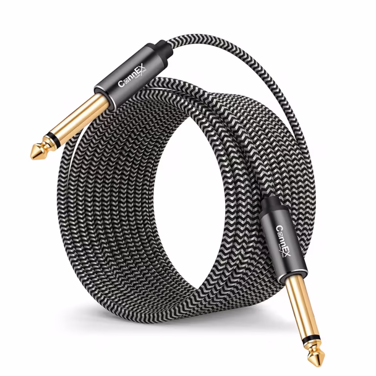 Cable Plug Mono de 5 Metros Enmallado Connex CX-18-0150-5M | Cable Jack 1/4 6.35mm TS para Guitarra e Instrumentos Gold Plated, Distribuído en HD Multimedia PERU SAC