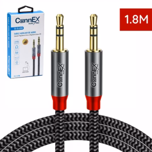 Cable de Audio Estéreo MiniPlug TRS Connex CX-15-0150-1.8M | Cable Auxiliar Jack 3.5mm Enmallado Gold Plated 1.8 Metros, Distribuído en HD Multimedia PERU SAC