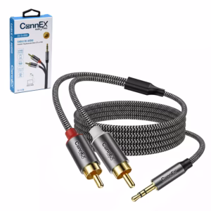 Cable de Audio RCA a MiniPlug Estéreo 1.8 Metros CONNEX CX-13-0150-1.8M | Gold Plated | Enmallado Resistente | Cabezal Metálico | 100% cobre, Distribuído en HD Multimedia PERU SAC