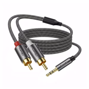 Cable de Audio RCA a MiniPlug Estéreo 1.8 Metros CONNEX CX-13-0150-1.8M | Gold Plated | Enmallado Resistente | Cabezal Metálico | 100% cobre, Distribuído en HD Multimedia PERU SAC
