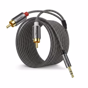 Cable de Audio RCA a MiniPlug Estéreo 3 Metros Connex CX-13-0150-3M | Cable Enmallado de Nylon Gold Plated Premium | 100% Cobre Libre de Oxígeno, Distribuído en HD Multimedia PERU SAC