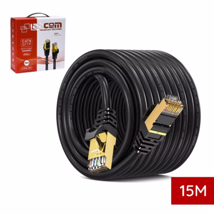 Cable de Red Cat8 de 15 Metros Lancom LTSN8-3102-15M | 2000Mhz | 40Gbps | SFTP Patch Cord Cobre LSZH Negro | 100% Cobre, Distribuído en HD Multimedia PERU SAC