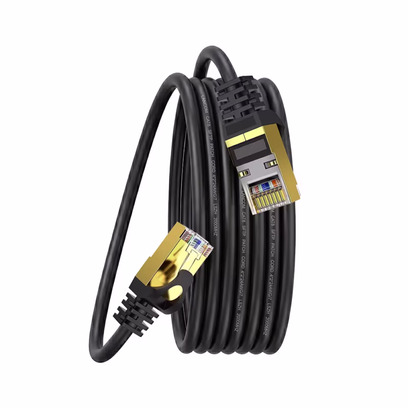 Cable de Red Cat de  Metros Lancom LTSN  M | Mhz | Gbps | SFTP Patch Cord Cobre LSZH Negro Distribuído en HD Multimedia PERU SAC