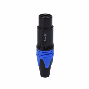 Conector Canon Hembra para Soldar Connex GWDX-01BK-BL Terminal Azul | XLR 3 Pin Gold Plated, Distribuído en HD Multimedia PERU SAC