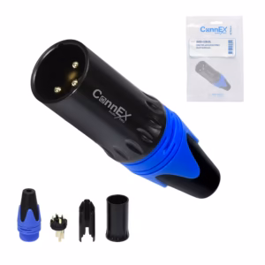Conector Canon Macho para Soldar Connex GWDX-02BK-BL Terminal Azul | XLR 3 Pin Gold Plated Distribuído en HD Multimedia PERU SAC