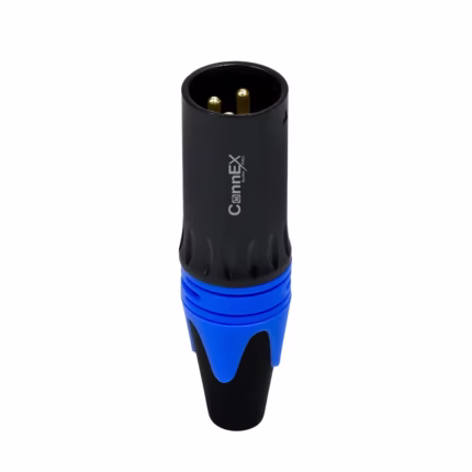 Conector Canon Macho para Soldar Connex GWDX-02BK-BL Terminal Azul | XLR 3 Pin Gold Plated Distribuído en HD Multimedia PERU SAC