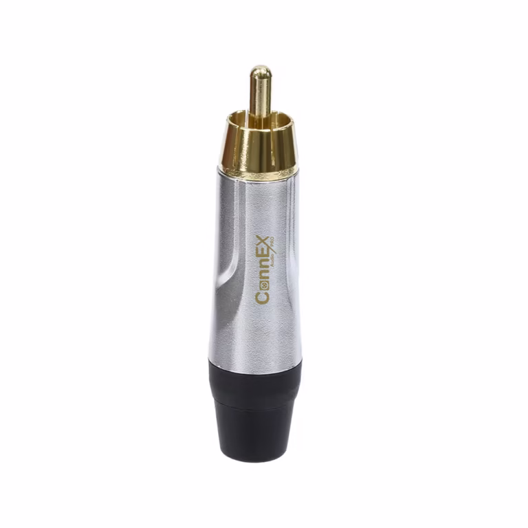Conector Plug RCA Connex GBHR-01CH-BK Terminal Negro para Soldar | Metal Housing Pin Gold Plated, Distribuído en HD Multimedia PERU SAC