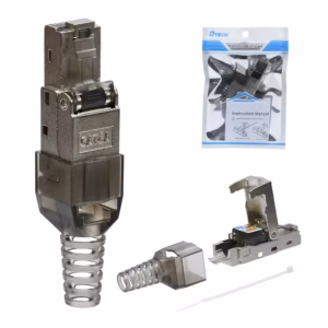 Conector RJ CatA Blindado DTECH DT AFN sin Herramientas | Gbps Metal Housing de Zinc Individual