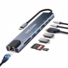 Docking USB-C 8 en 1 Delcom DL-CHUB801 | HDMI 4K 30Hz | Lan Gigabit | Lector SD TF | 2 USB 3.0 | USB-C Data y PD 100W, Distribuído en HD Multimedia PERU SAC