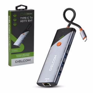 Docking USB C  en  Delcom DL CHUB | Estación de Acoplamiento HDMI K Hz y Ethernet Gigabit RJ |  USB  | Lector SDTF y PD W