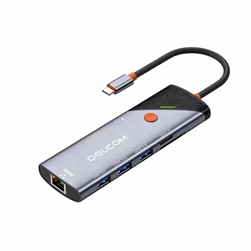 Docking USB C  en  Delcom DL CHUB | Estación de Acoplamiento HDMI K Hz y Ethernet Gigabit RJ |  USB  | Lector SDTF y PD W Distribuído en HD Multimedia PERU SAC