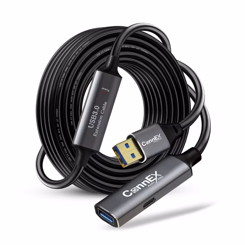 Extensión USB 3.0 Activa de 10 Metros CONNEX CX-0150-10M | Velocidad de 5Gbps | Ideal para Cámaras y Periféricos USB, Distribuído en HD Multimedia PERU SAC