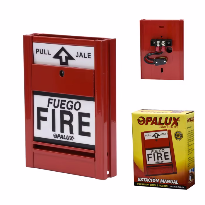 Pulsador Manual de Emergencia Opalux PUL A para Sistema de Alarma Contra Incendio V DC Distribuído en HD Multimedia PERU SAC