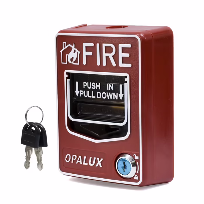 Pulsador Manual para Estación de Alarma Contra Incendio Opalux PUL C | Doble Acción  V DC Distribuído en HD Multimedia PERU SAC