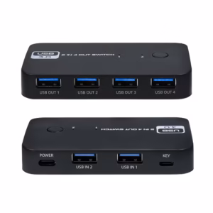 Switch Conmutador USB 3.0 American NET FJ-U3204 2x4 Compartidor de Periféricos | Selector USB para 2 PCs, Distribuído en HD Multimedia PERU SAC