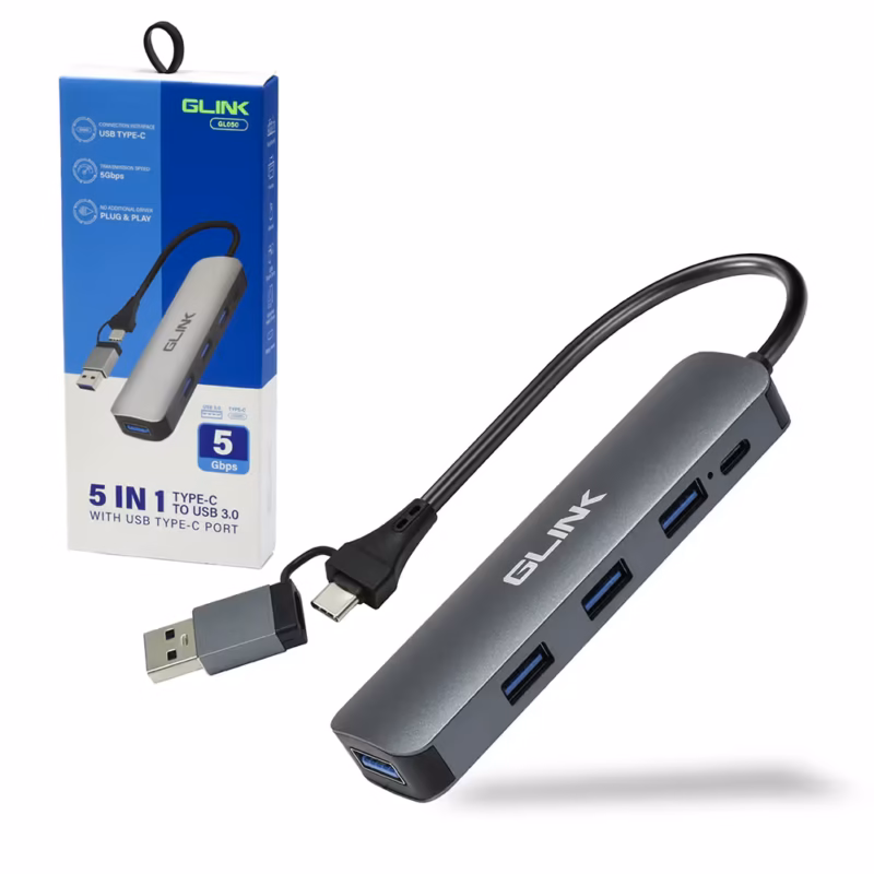 Hub USB C con  Puertos USB  y OTG Glink GL Carcasa de Aluminio